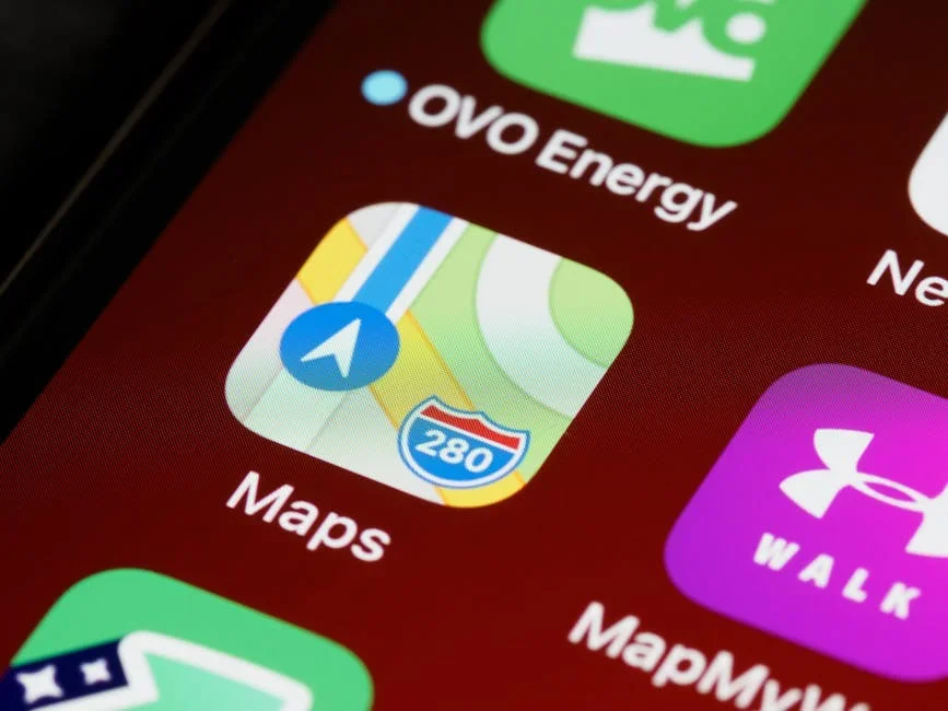 Apple Maps interface on CarPlay Apple Maps interface on CarPlay